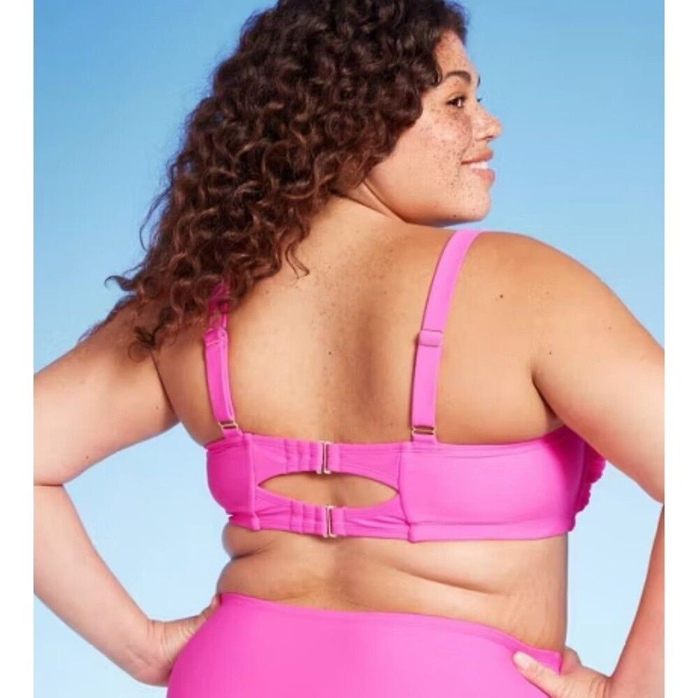 NWT Wild Fable Pink Smocked Bralette Bikini Top - Picture 2 of 2